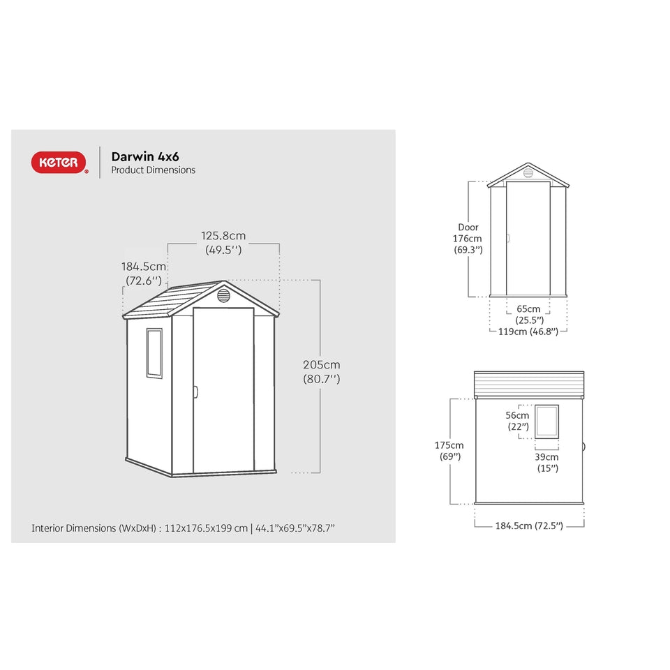 Keter 4’x6′ Norfolk Leisure Darwin Heavy Duty Plastic Garden Shed – Green