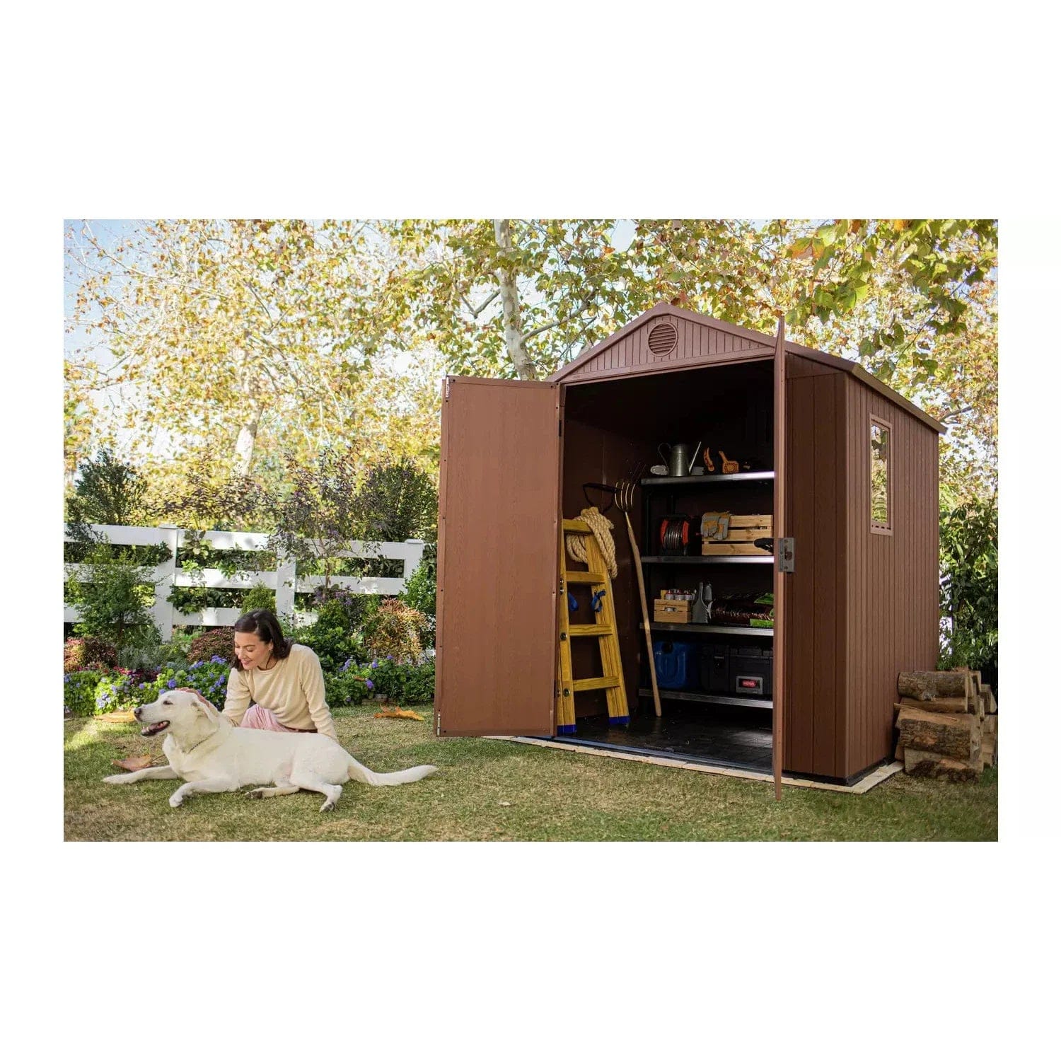 Keter Darwin 6x6ft  Apex 2 door Shed with floor 1 window (Base included)