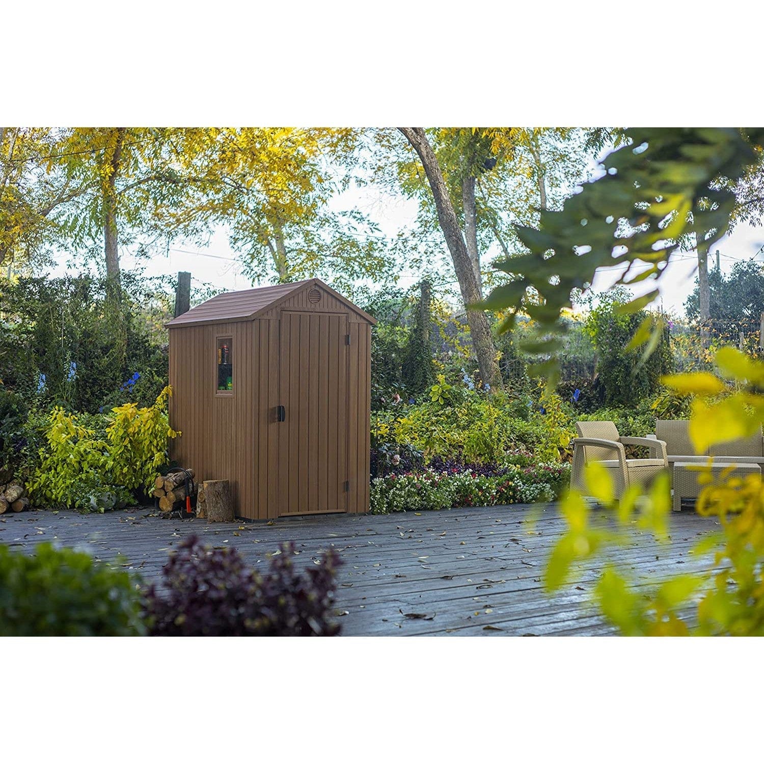Keter 4’x6′ Darwin Heavy Duty Plastic Garden Shed – Brown