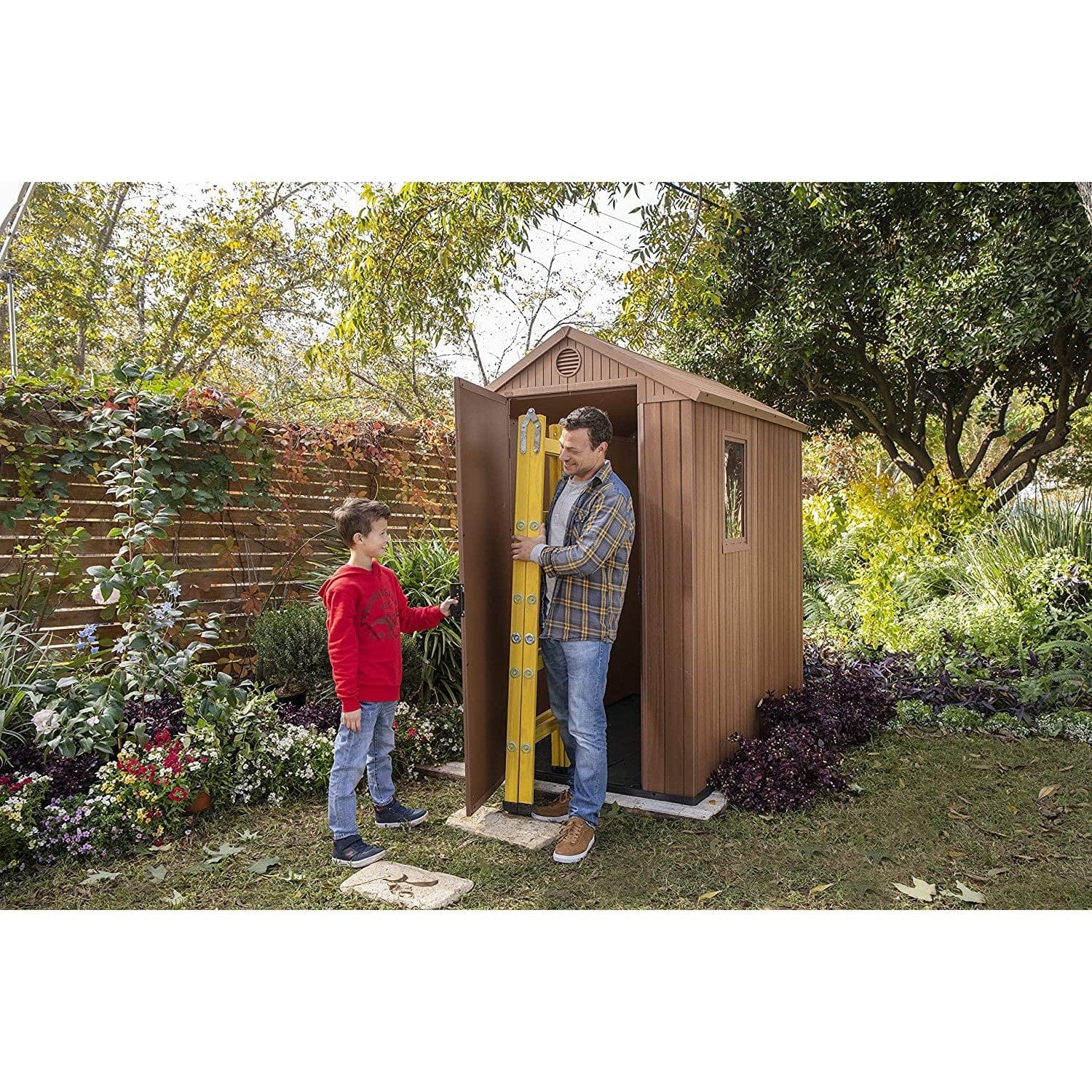 Keter 4’x6′ Darwin Heavy Duty Plastic Garden Shed – Brown