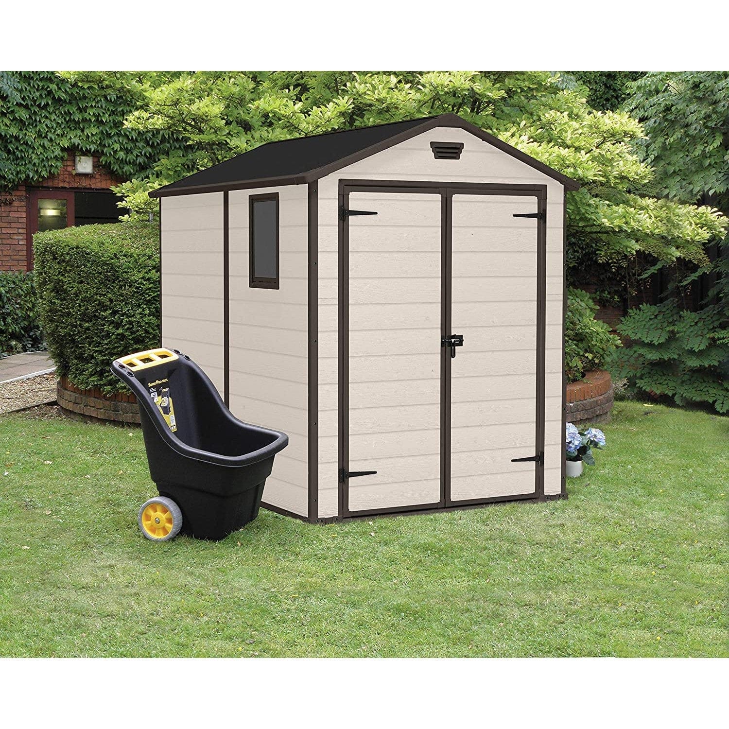 Keter 6′ x 8′ Manor Plastic Garden Storage Shed – Beige