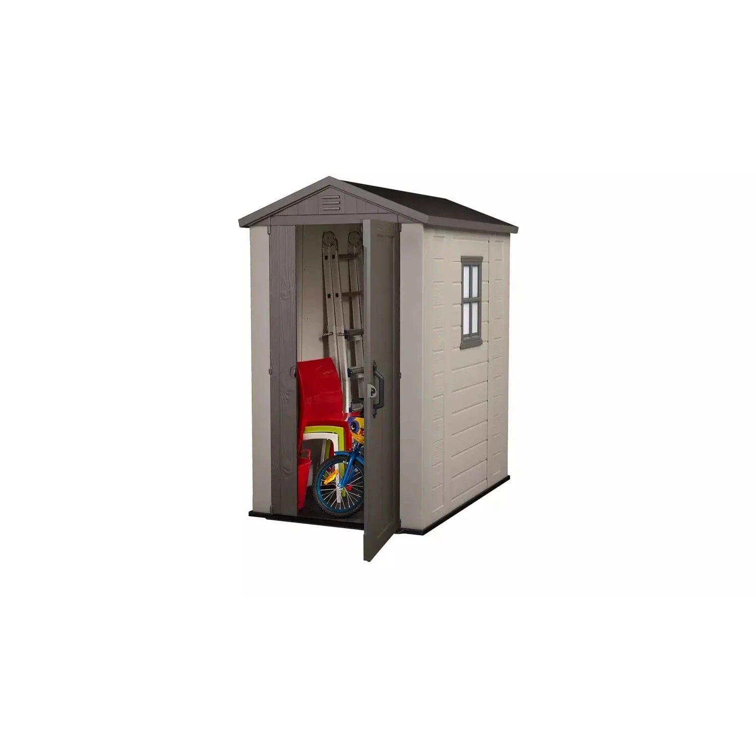 Keter 4’x6′ Factor Heavy Duty Plastic Garden Shed – Beige