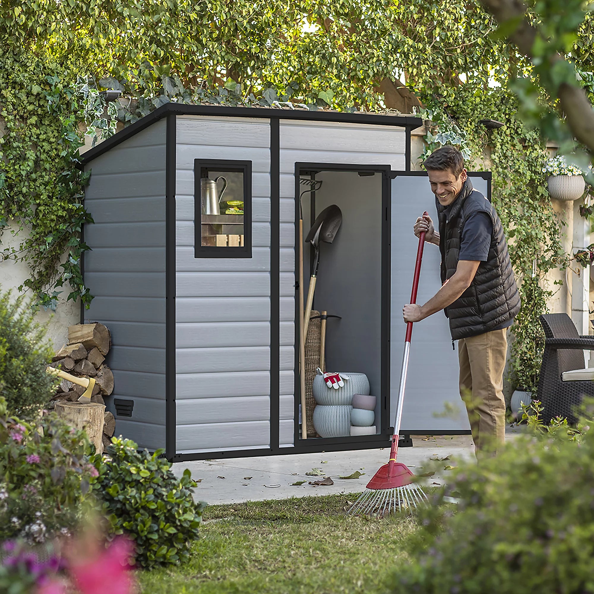 Klikstrom Senner 6×4 ft Pent Grey Shed with floor & 1 window