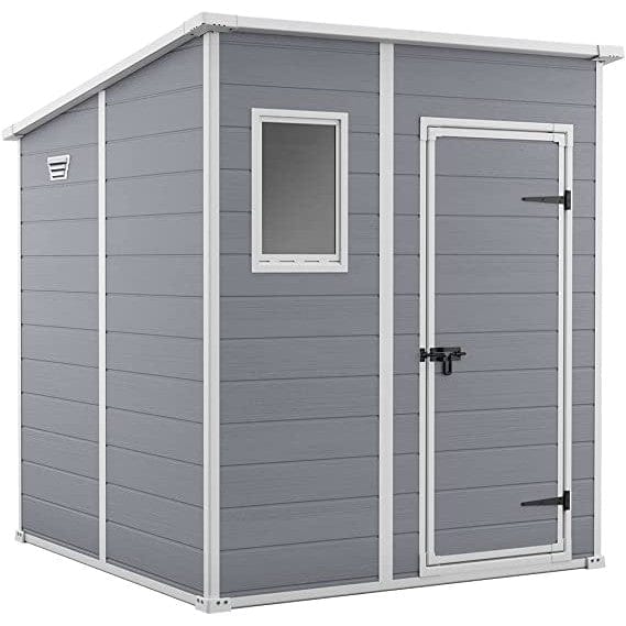 Keter 6′ x 6′ Manor Plastic Pent Garden Storage Shed – Grey