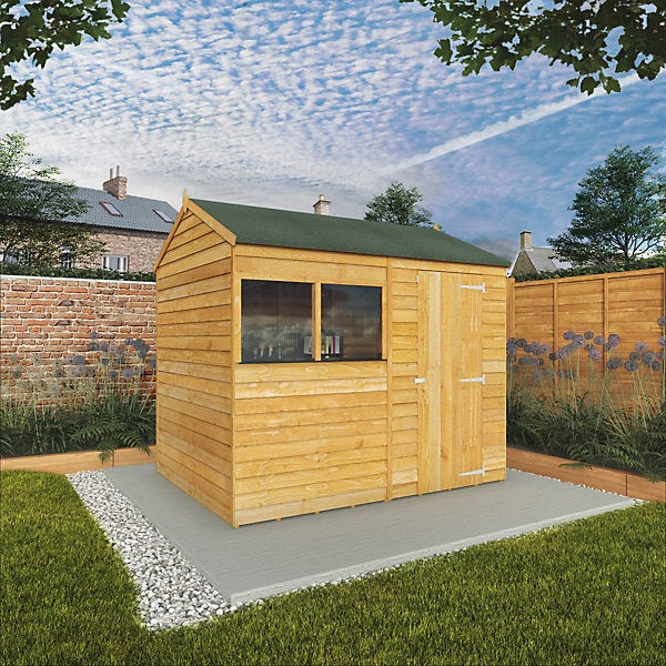 Mercia Overlap 8×6 ft Reverse apex Wooden Shed with floor & 2 windows