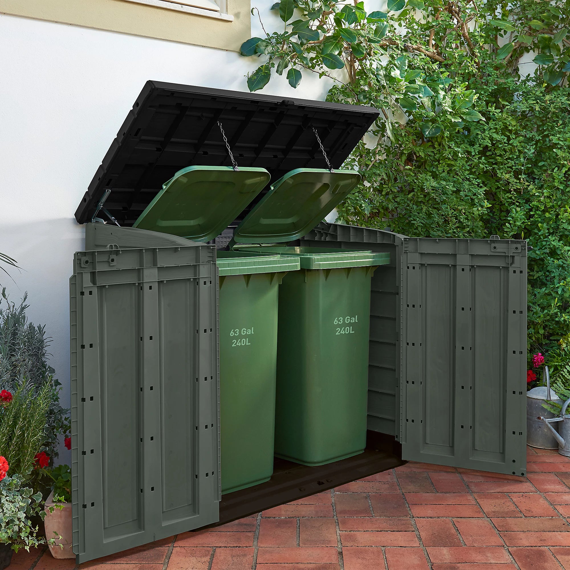 Keter Store it out Max 1200L Resin Bin storage – Green (H) 1.25m x (W) 1.46m