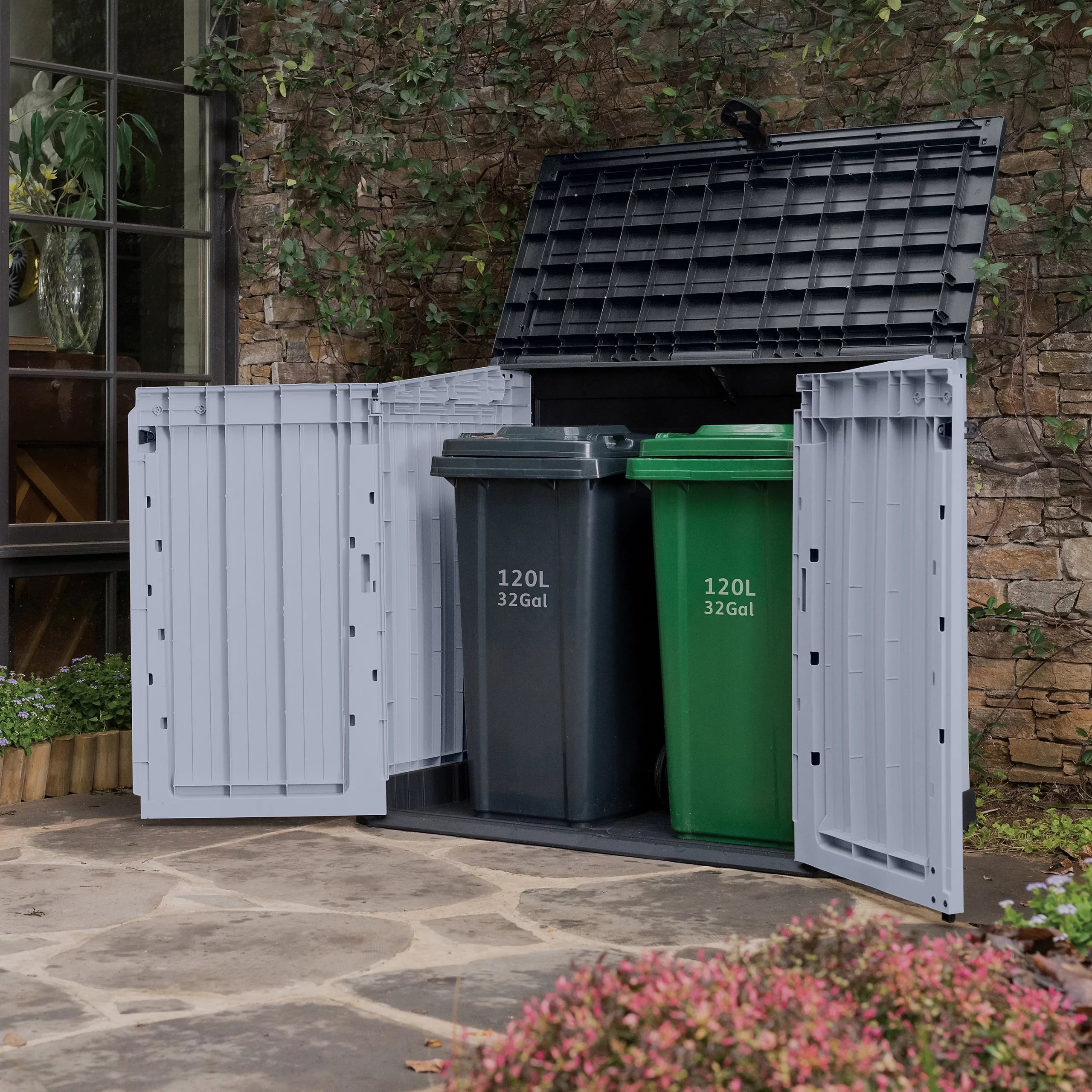 Keter Store it out Midi 880L Resin 132x71.5ft Bin storage - Grey (H) 1.14m x (W) 1.32m